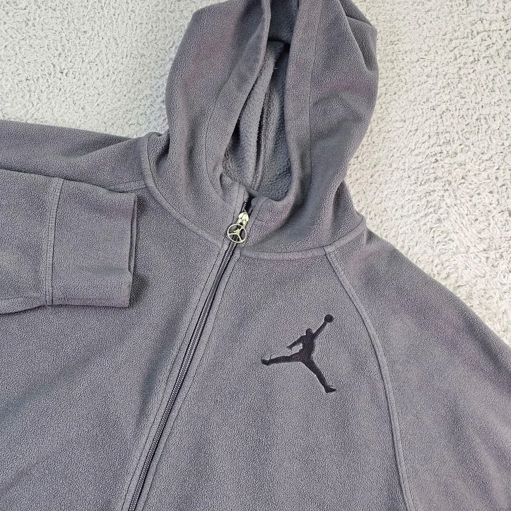Jordan Hoodie Sweatshirt Kids XL 13-15 Gray Full Zip Fleece Jumpman Logo